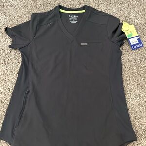 Landau Women's Charcoal V-Neck Short Sleeve Top